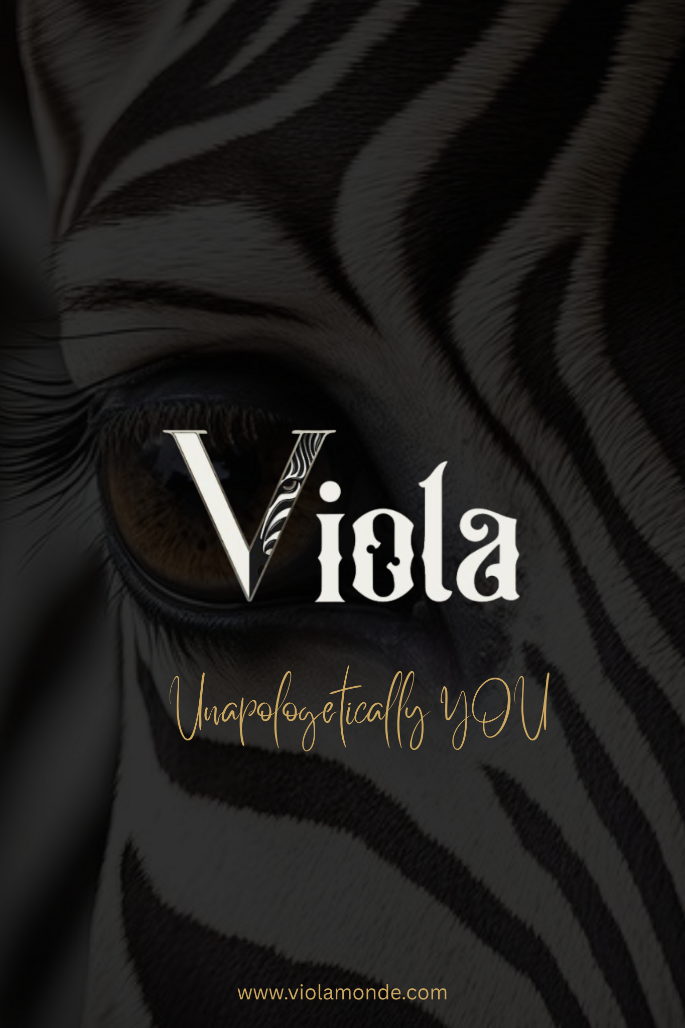 viola brand logo on zebra background with the slogan of Unapologetically You