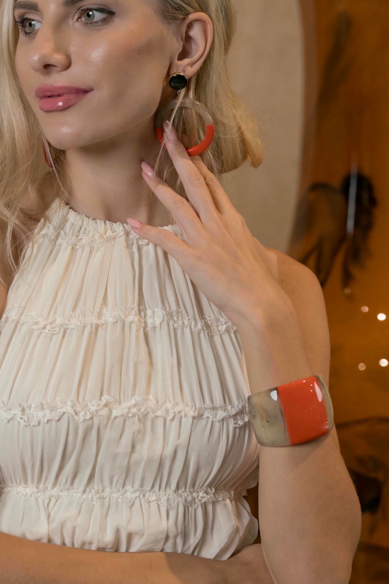 Modern Art – Color Block Resin Cuff and Earrings Set-Tresor Collection by Viola