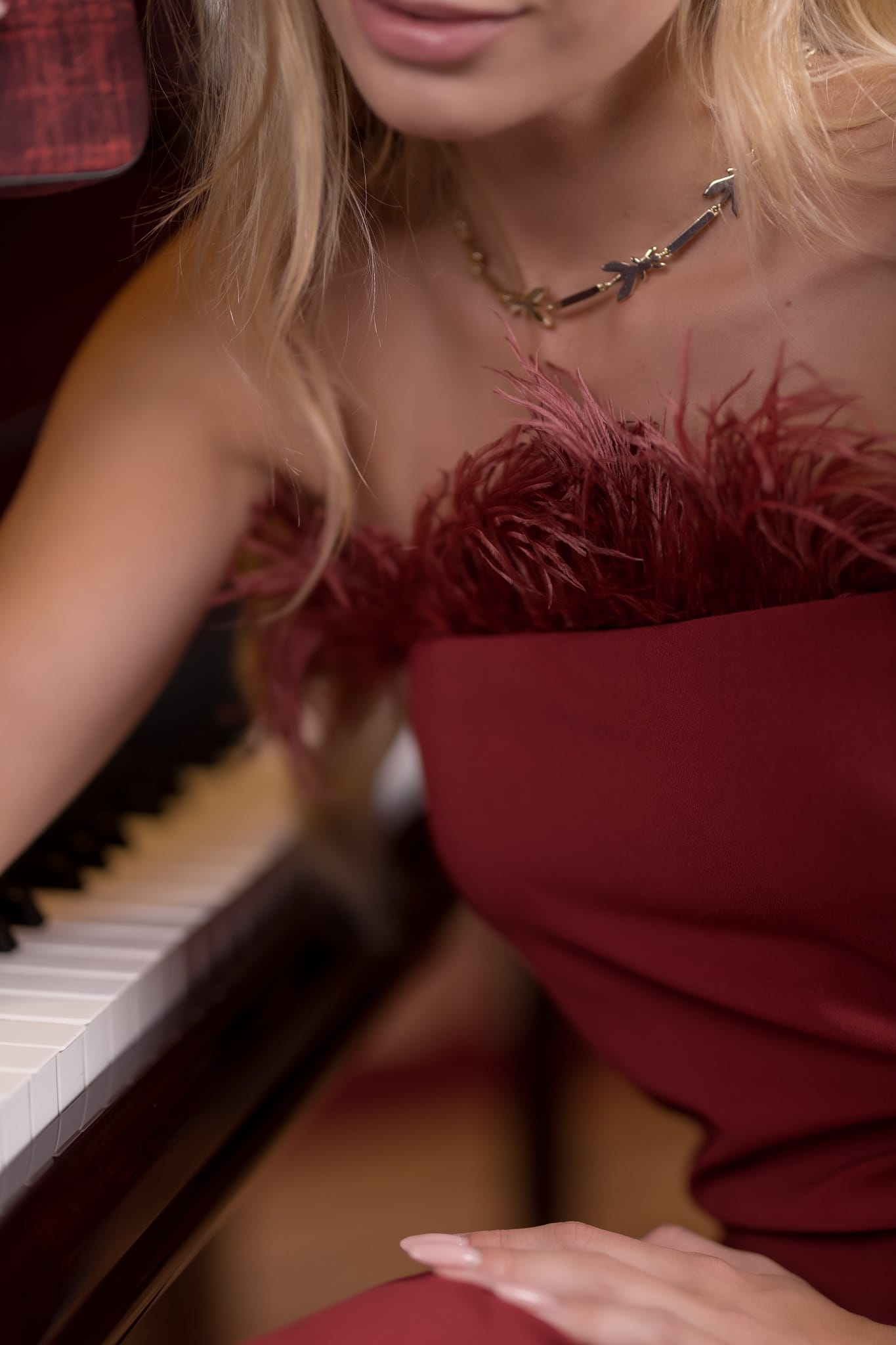 a model wearing maxi dress in terra cotta color