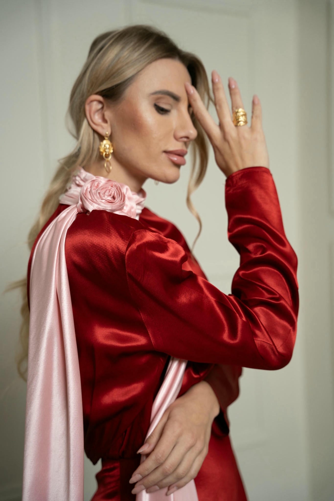 18 k gold plated statement earring-tresor collection-viola