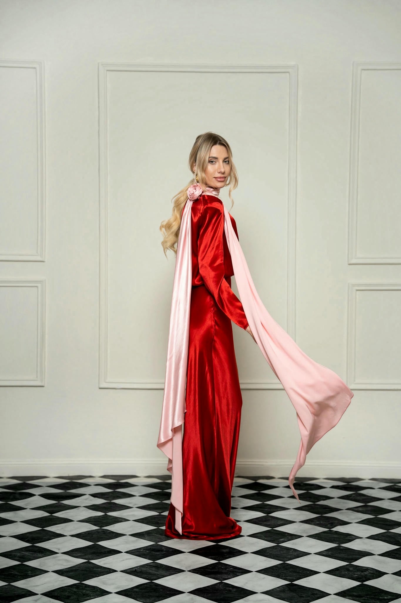 Radiant Red Maxi Satin Gown