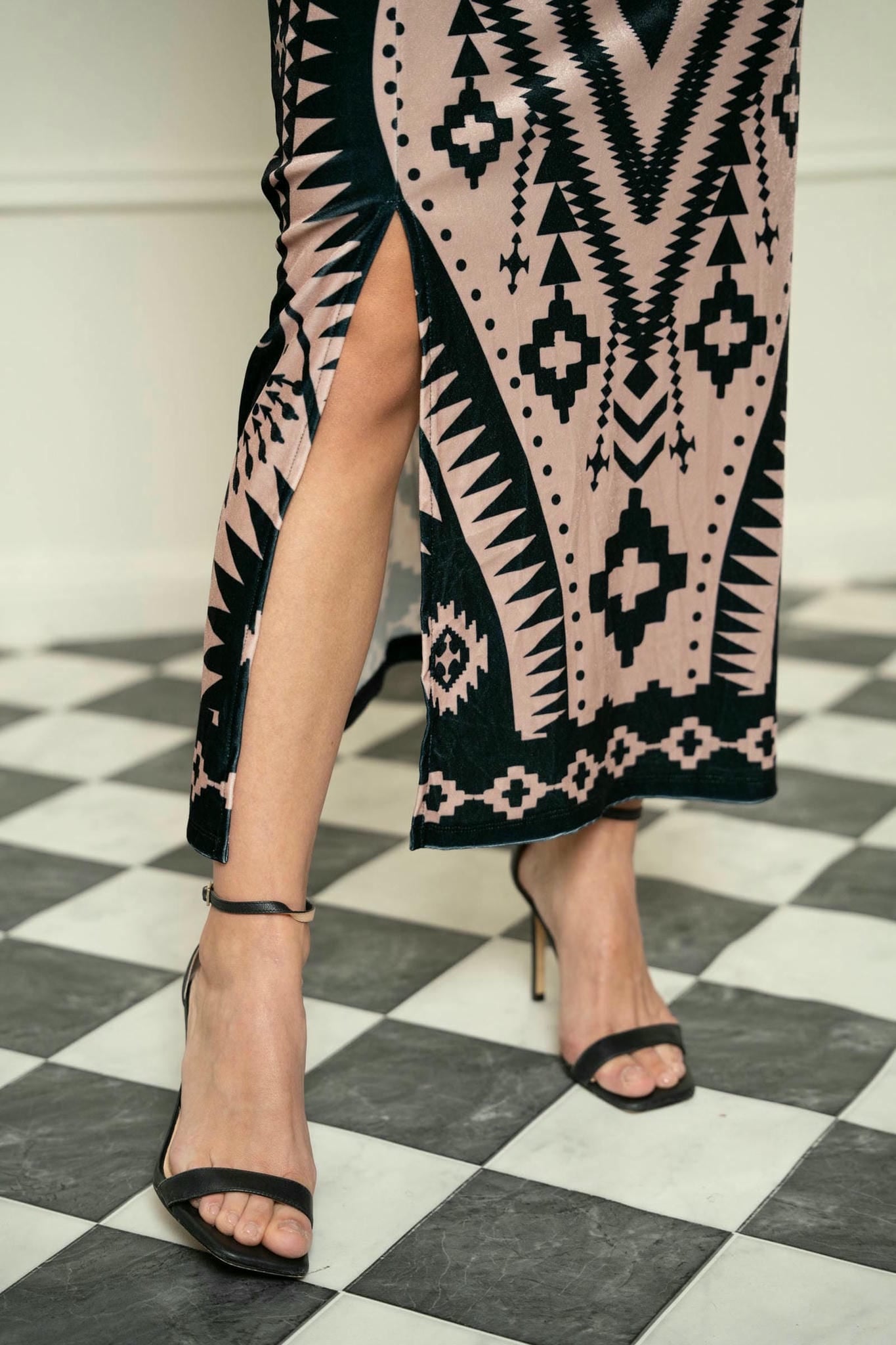 Mystic Noire Velvet Tribal Dress