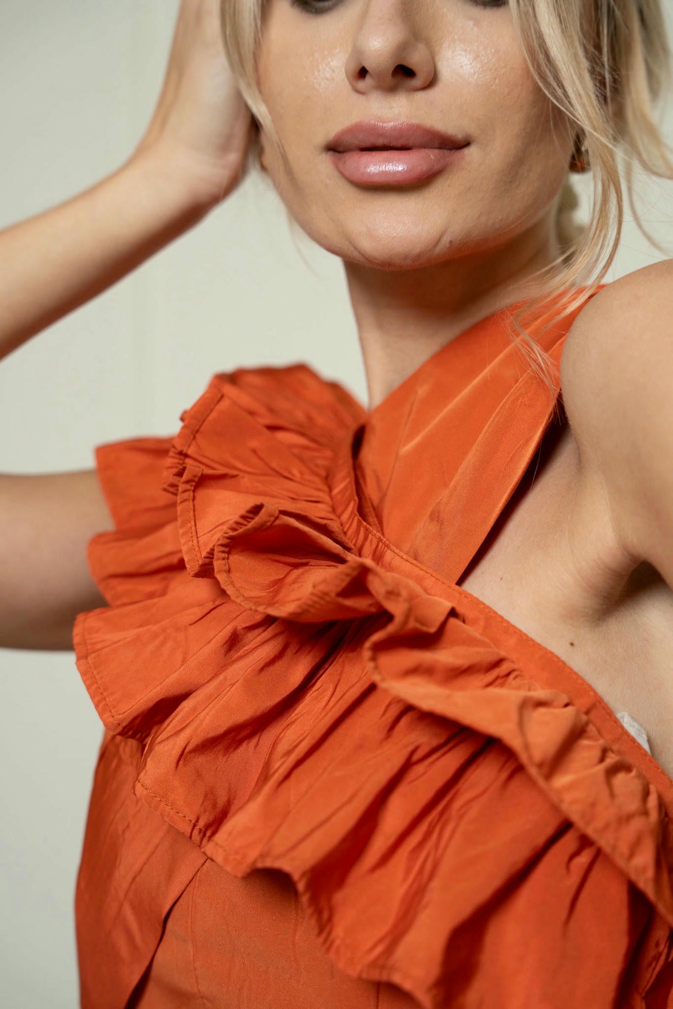 Saffron Ruffle Orange Midi Dress