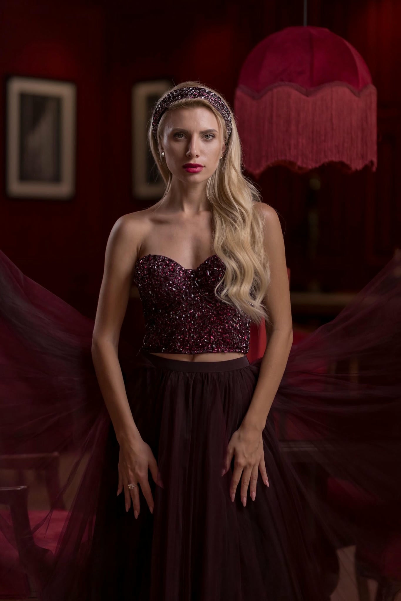 Amethyst Crystal Headband – Satin Base in Deep Plump Tones-Tresor Collection by Viola