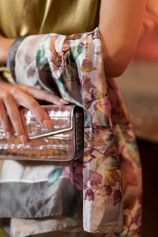 Pastel Floral Silk Scarf – Italian Vintage-Inspired from Lake Como