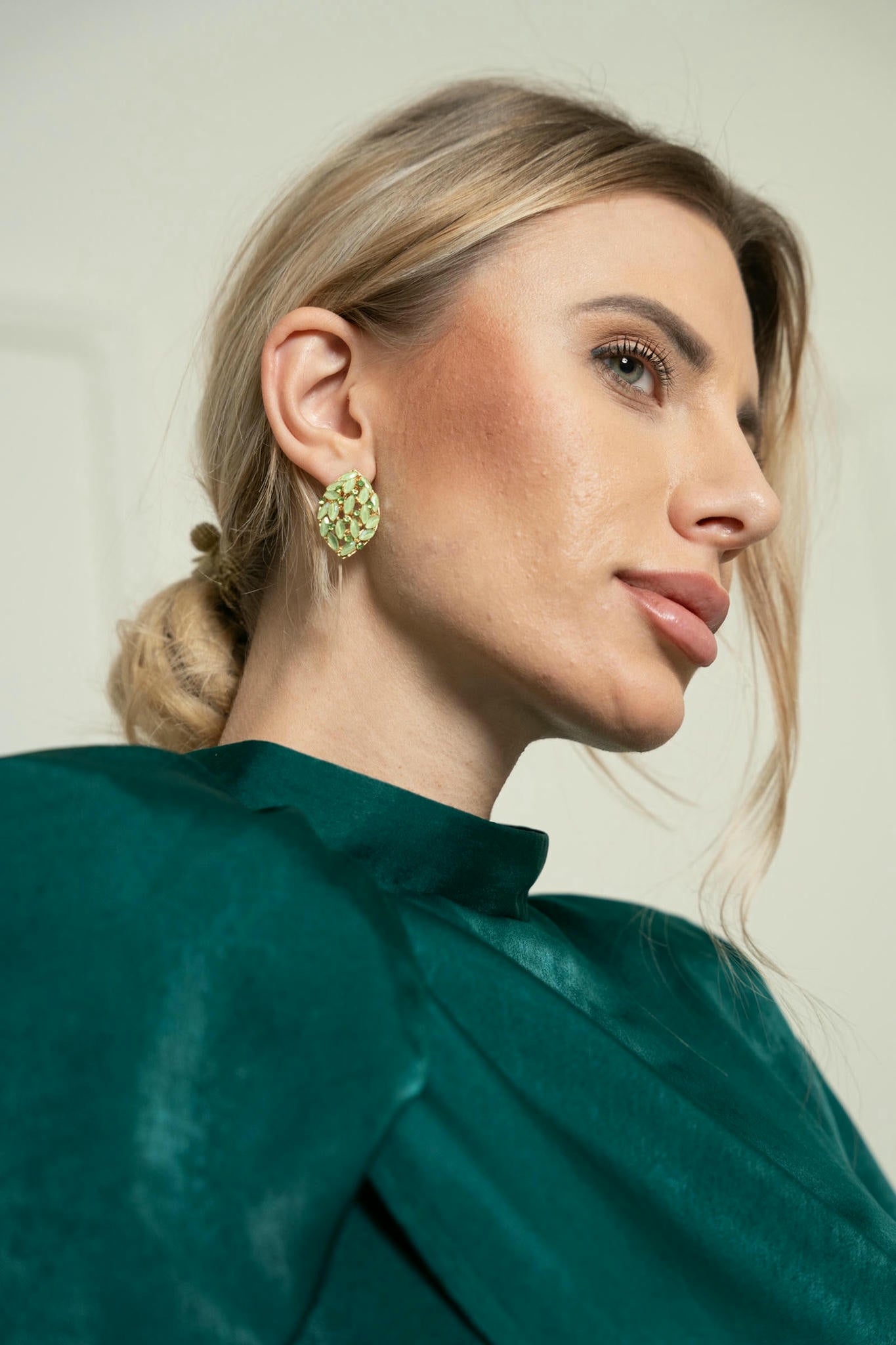 Sculpted Satin Set – Burnt Orange and Emerald Green