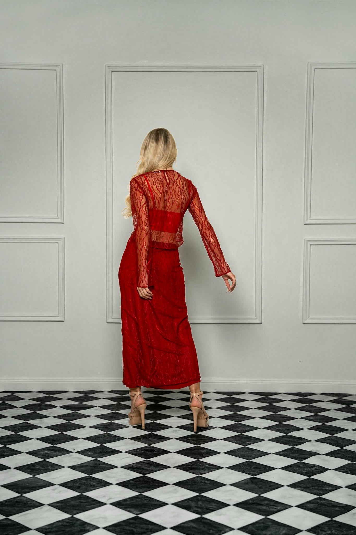 Scarlet Illusion Red Lace Set