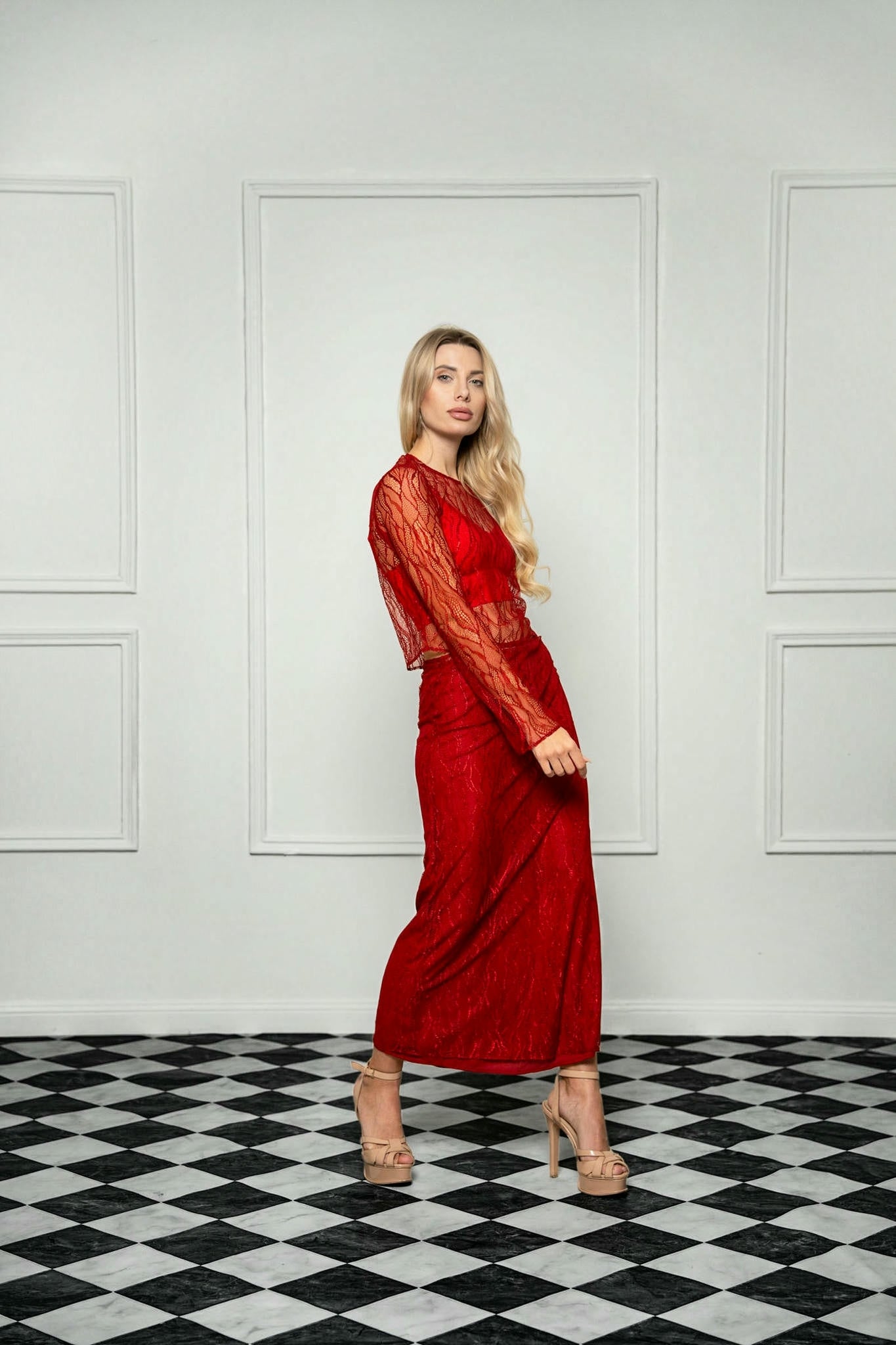 Scarlet Illusion Red Lace Set