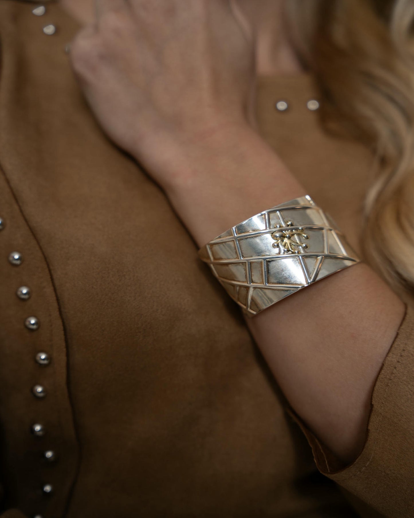 Gilded Maze Sculptural Gold Cuff Bracelet