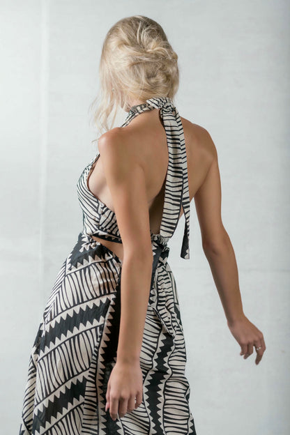 Geometric Halter Maxi Dress-luna collection by viola