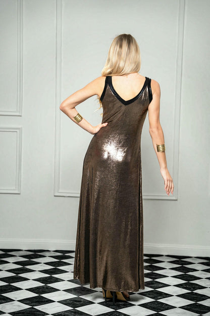 Eclipse Metallic Gown – Bronze and  Noir